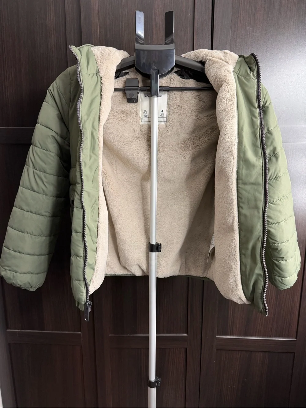 abercrombie kids Olive Green Hooded Puffer Jacket